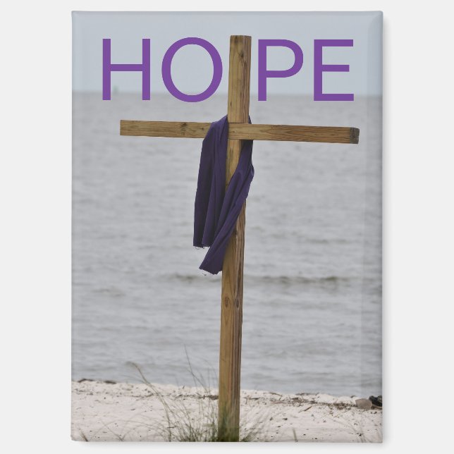 Magnet with picture of Cross on the beach (Front)