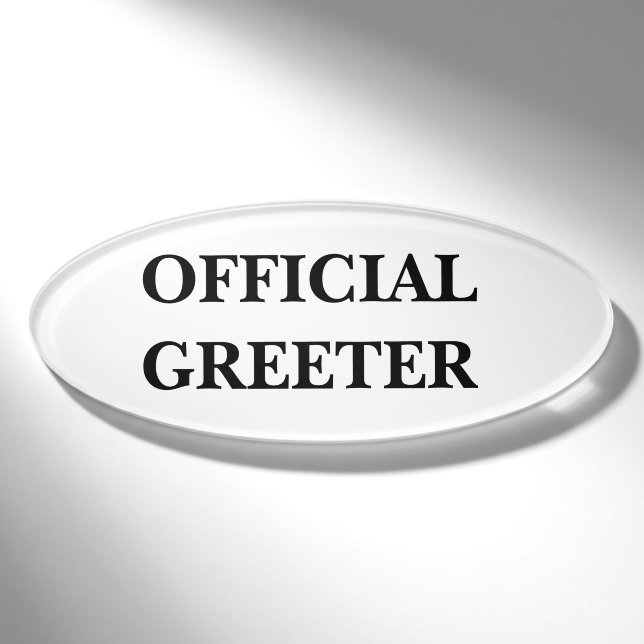 Magnetic Badge - Official Greeter (Front)