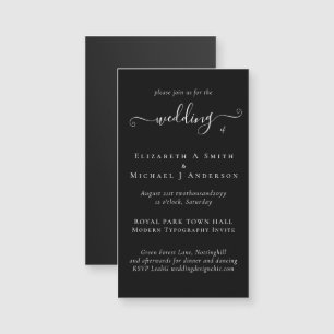 MAGNETIC BLACK WHITE Wedding Invite Save Date