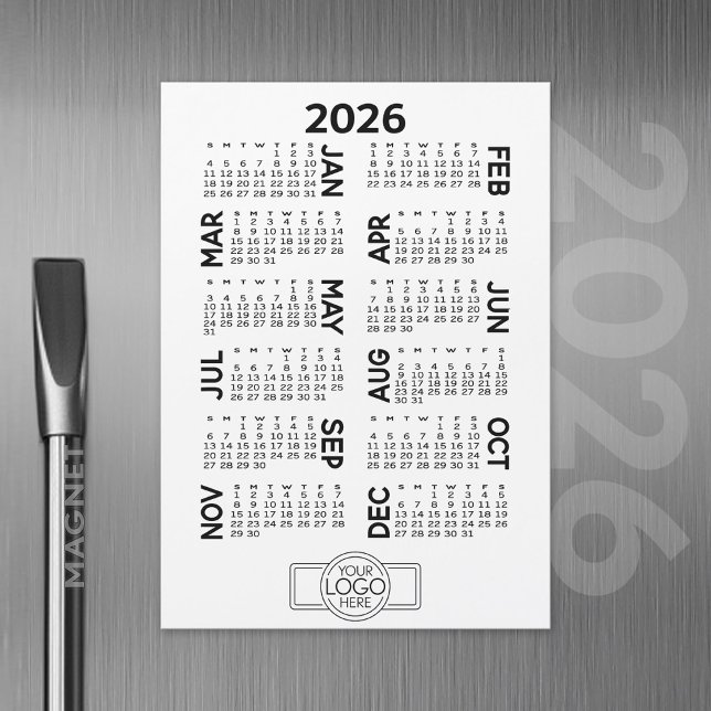 Magnetic Calendar with Business Logo Magnetic Card (2026 Calendar with A Logo and Magnetic Back)