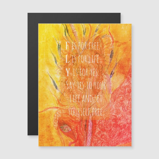 Magnetic Card Whimsical Girl fly  (Front/Back)