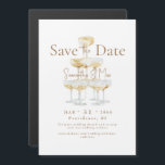 Magnetic Champagne Tower Wedding Save the Date Invitation<br><div class="desc">Magnetic White and gold champagne tower wedding save the date.</div>