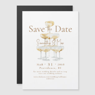 Magnetic Champagne Tower Wedding Save the Date Invitation
