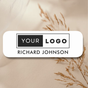 Magnetic Company Logo Employee White Name Tag