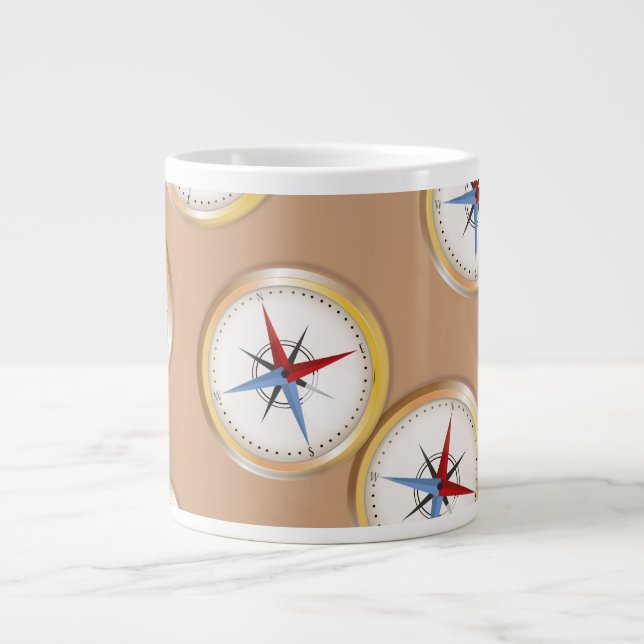 Magnetic Compass pattern Large Coffee Mug (Front)