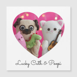 Magnetic Cute Elegant Minimalist Heart Photo Card