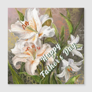 Magnetic Father's Day Card with White Lilies