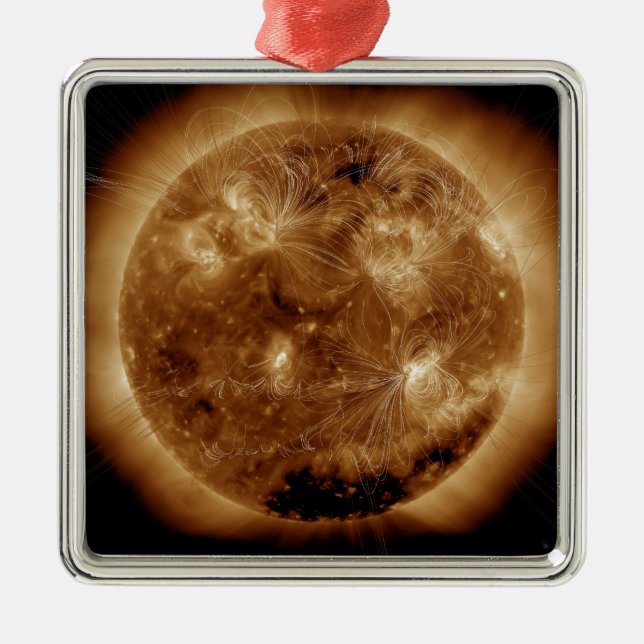 Magnetic field lines on the Sun 2 Metal Ornament (Front)