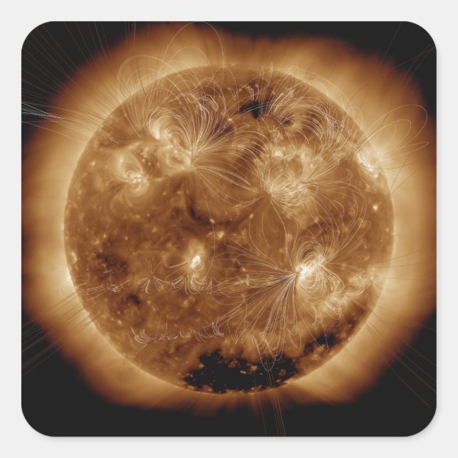 Magnetic field lines on the Sun 2 Square Sticker (Front)