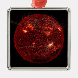 Magnetic field lines on the Sun 3 Metal Ornament