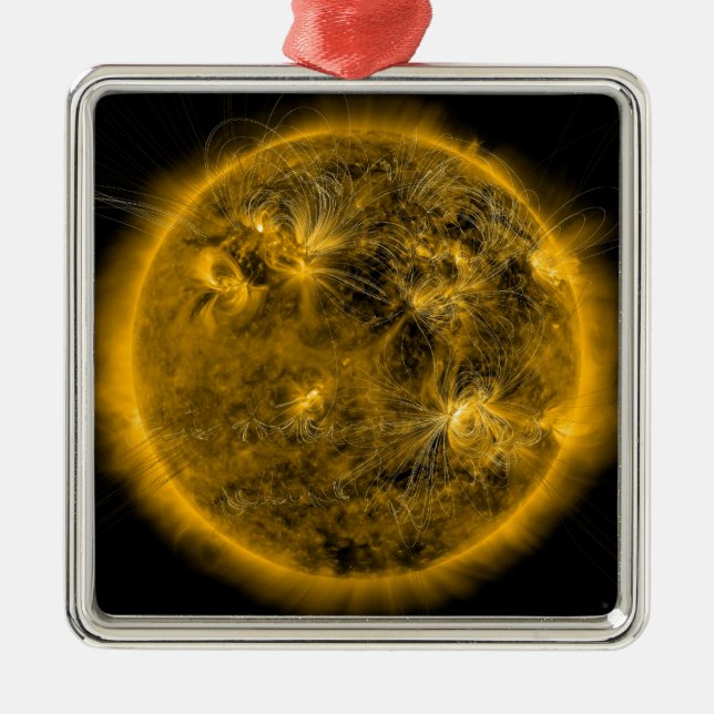 Magnetic field lines on the Sun Metal Ornament (Front)
