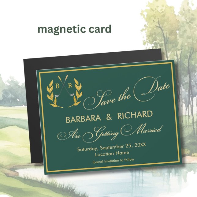 MAGNETIC Golf Theme Monogram Wedding Save the Date (Creator Uploaded)
