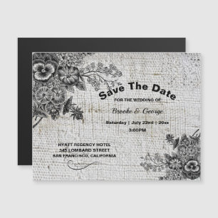 Magnetic Grey/Black Artistic Flowers Save The Date