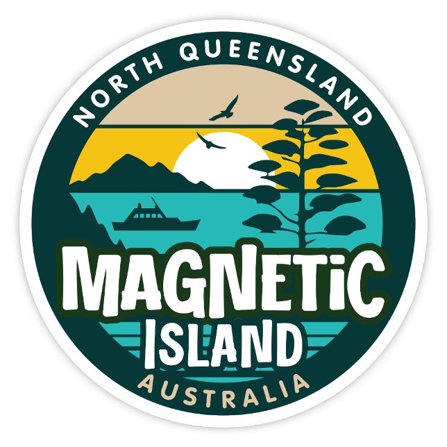 Magnetic Island, Queensland Australia Sticker (Magnetic Island, North Queensland Australia Retro Round Sticker)