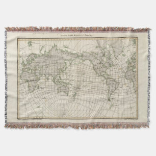 Magnetic Map of the World Throw Blanket
