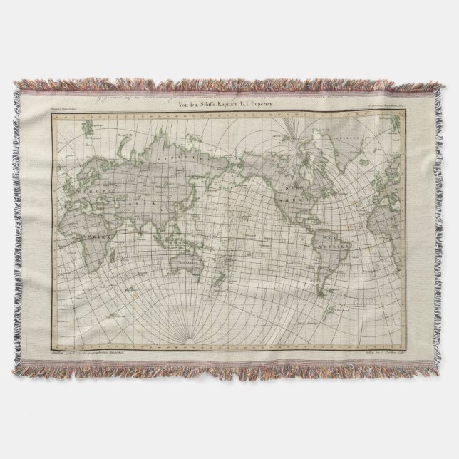 Magnetic Map of the World Throw Blanket (Front)