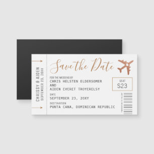 Magnetic Mini Boarding Pass Save the Date Copper