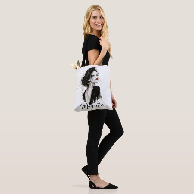 Magnetic. Minimalist Statement  Cotton Tote Bag (On Model)