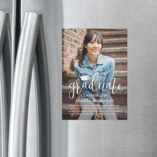Magnetic Photo Modern Graduation Announcement Card