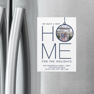 Magnetic Photo Modern Minimal Holiday Moving Card