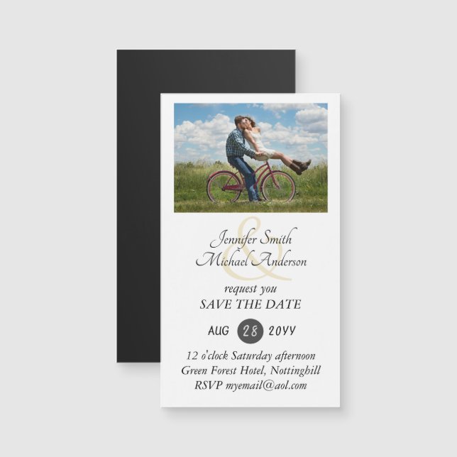 MAGNETIC PHOTO Save the Date Wedding Invite RSVP (Front/Back)