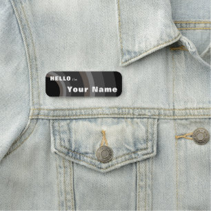 Magnetic Professional Black Grey Hello I'm Name Tag