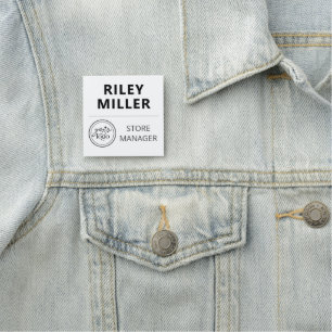 Magnetic Retail Company Logo Square Employee Name Tag