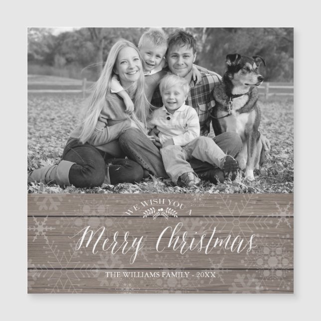 Magnetic Rustic Christmas photo card (Front)