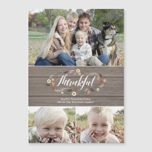 Magnetic Rustic Thanksgiving Photo Card