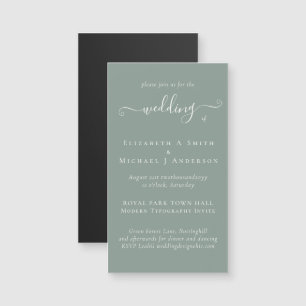 MAGNETIC SAGE GREEN Wedding Invite Save Date