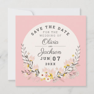 Magnetic Save the Date chic floral blush pink Invitation