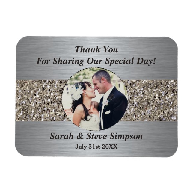 Magnetic Wedding Photograph Thank you Memento Magnet (Horizontal)