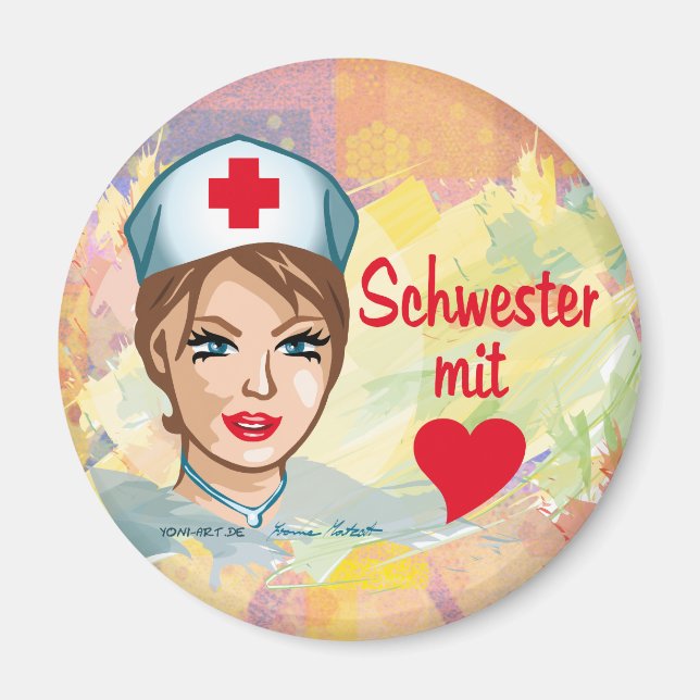 Magnetpin sister with heart magnet (Front)