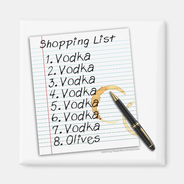 MAGNETS - VODKA SHOPPING LIST (Front)