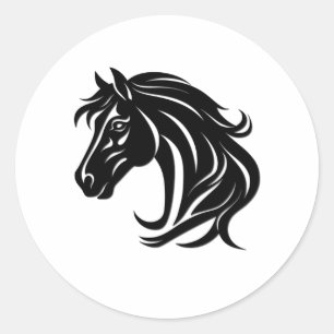 Magnificent Black Horse Head Classic Round Sticker