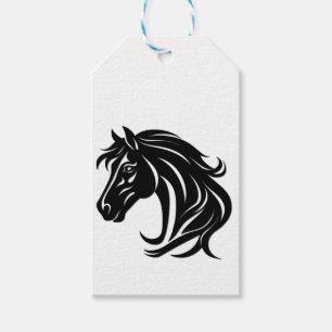 Magnificent Black Horse Head Gift Tags