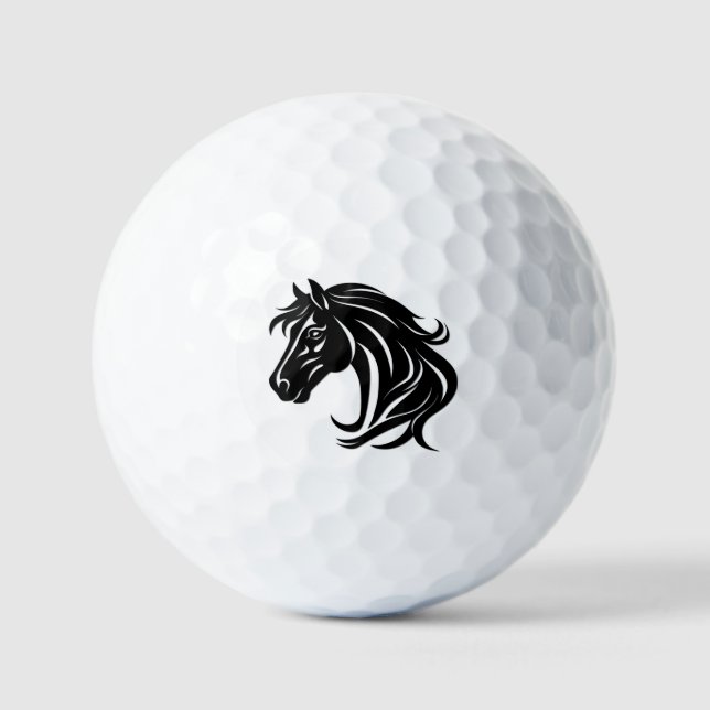 Magnificent Black Horse Head   Golf Balls (Front)
