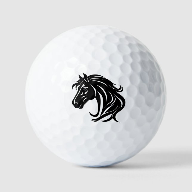 Magnificent Black Horse Head   Golf Balls (Front)
