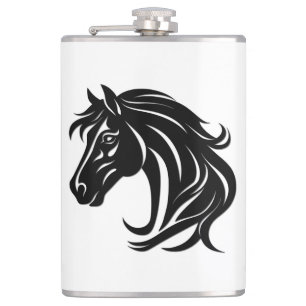Magnificent Black Horse Head Hip Flask