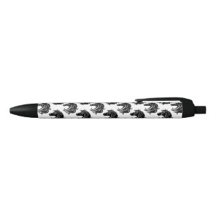 Magnificent Black Horse Head   Ink Pen