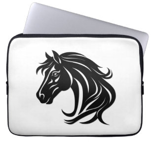 Magnificent Black Horse Head Laptop Sleeve