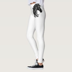 Magnificent Black Horse Head   Leggings