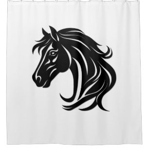 Magnificent Black Horse Head   Shower Curtain