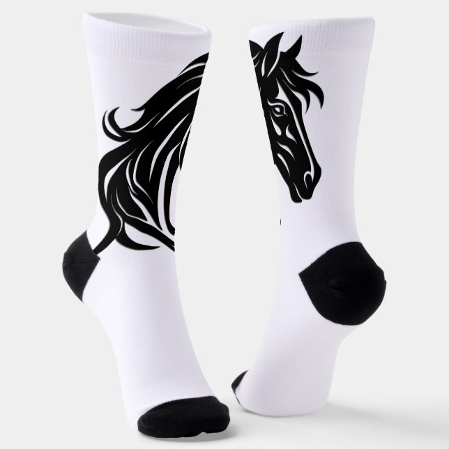 Magnificent Black Horse Head   Socks (Angled)