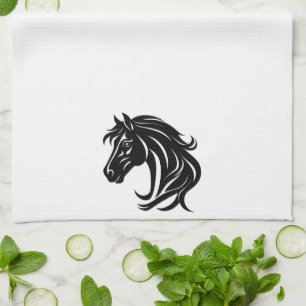 Magnificent Black Horse Head Tea Towel