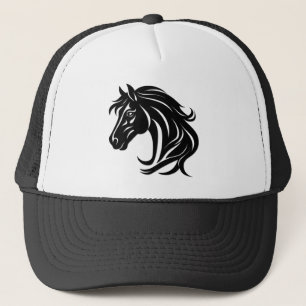 Magnificent Black Horse Head   Trucker Hat