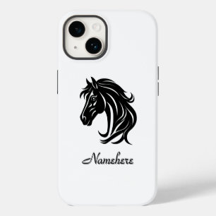 Magnificent Black Horse Head with Name iPhone 14 Case