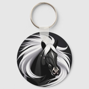 Magnificent Black Horse Key Ring
