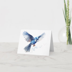 Magnificent Blue Bird Flying BLANK  Card