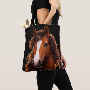 Magnificent, Brown horse with white blaze Tote Bag